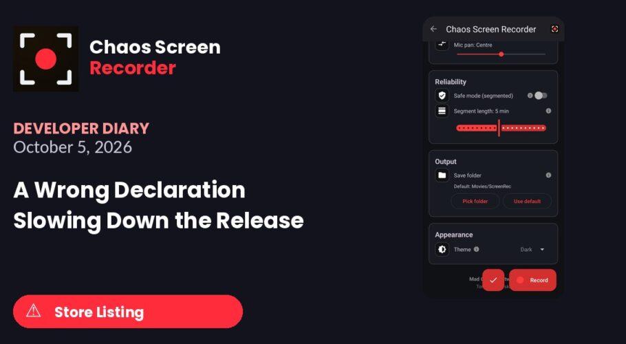 Chaos Screen Recorder Developer Diary featured image for 2026-10-05