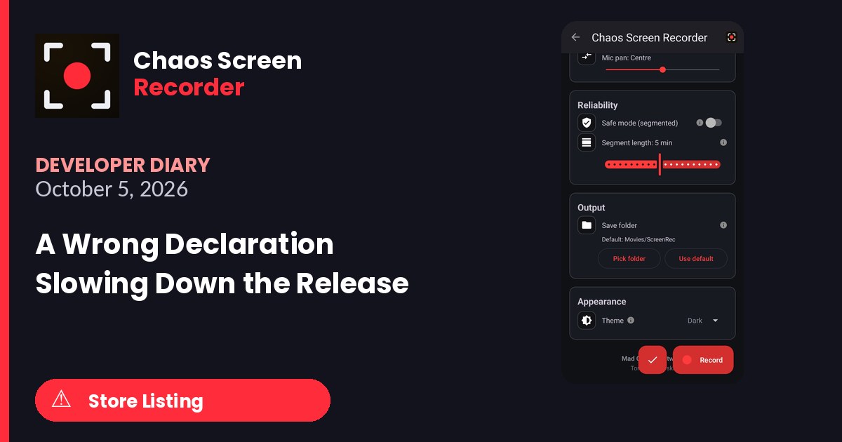Chaos Screen Recorder Developer Diary featured image for 2026-10-05