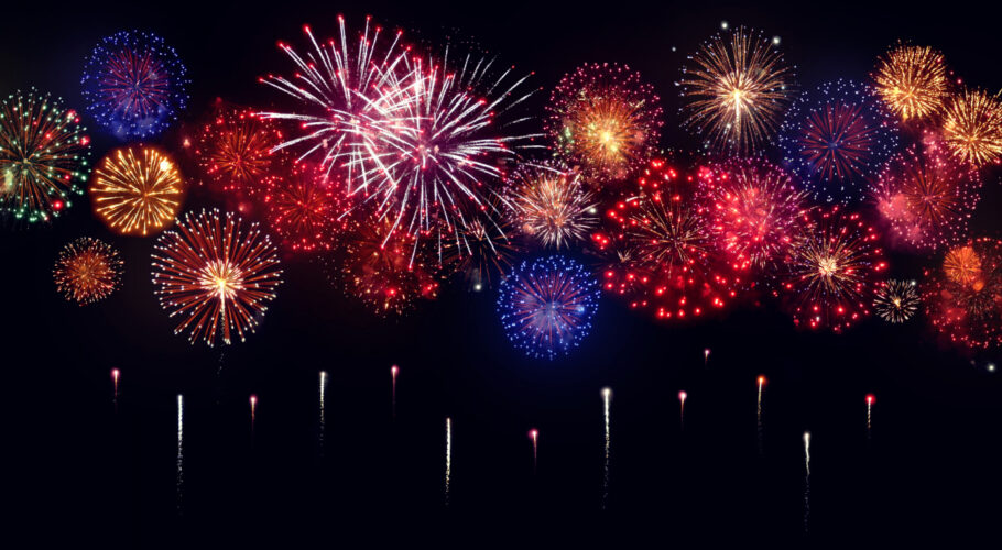 colorful fireworks celebrations black background