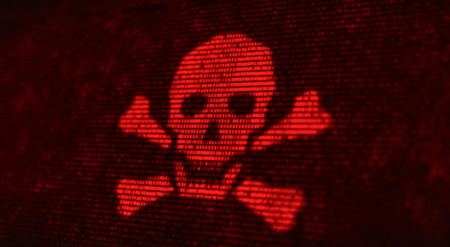 computer server got attacked with ransomware virus by hacker network data system security protection alert screen infection virus lamer
