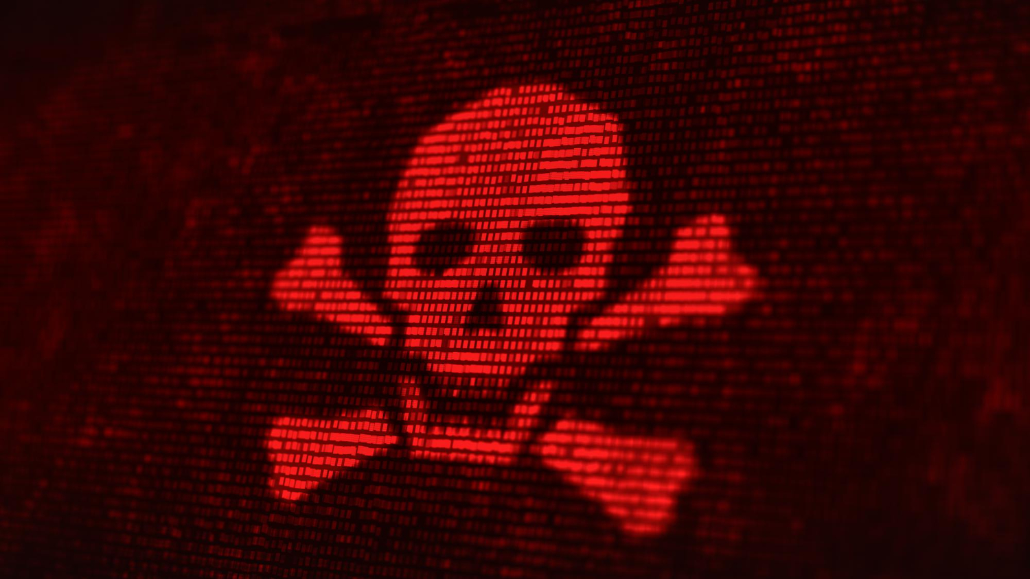 computer server got attacked with ransomware virus by hacker network data system security protection alert screen infection virus lamer