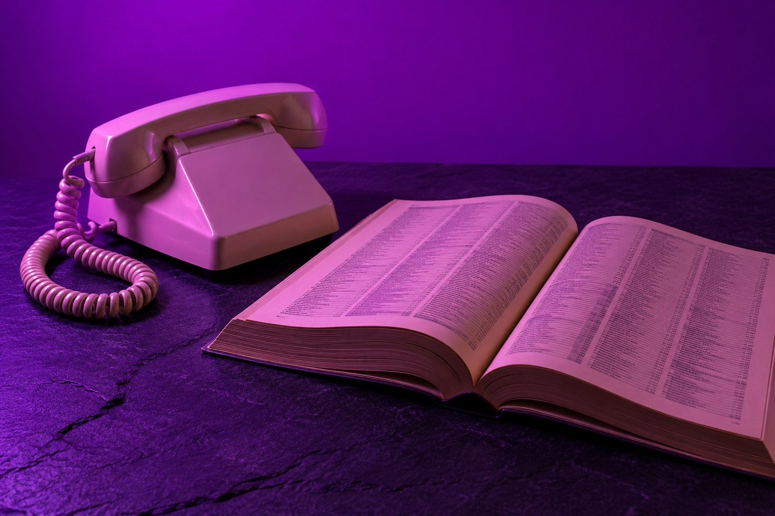 A cream coloured corded telephone resting on a wooden desk