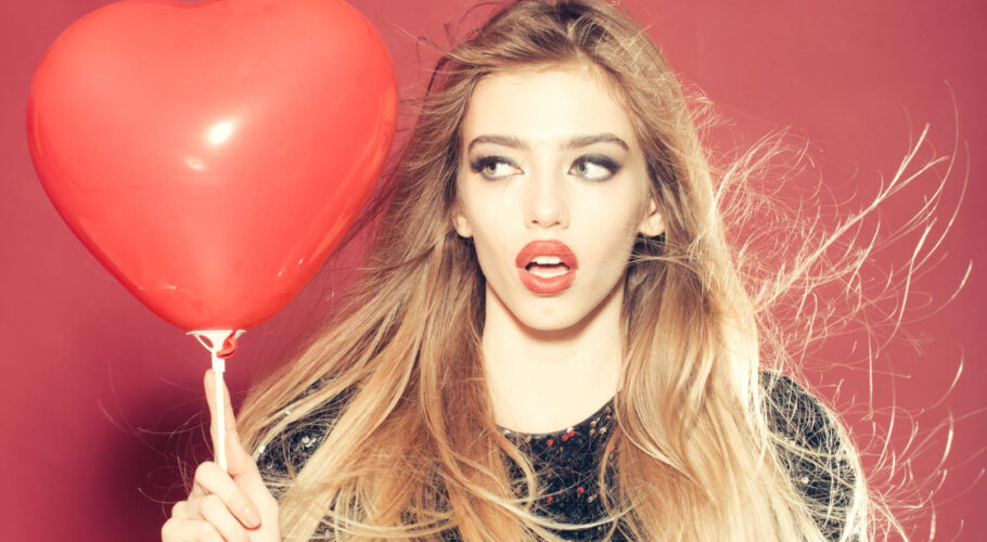 emotional sexy woman with balloon