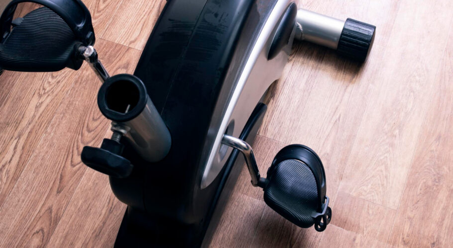 exercise bike pedals wood floor