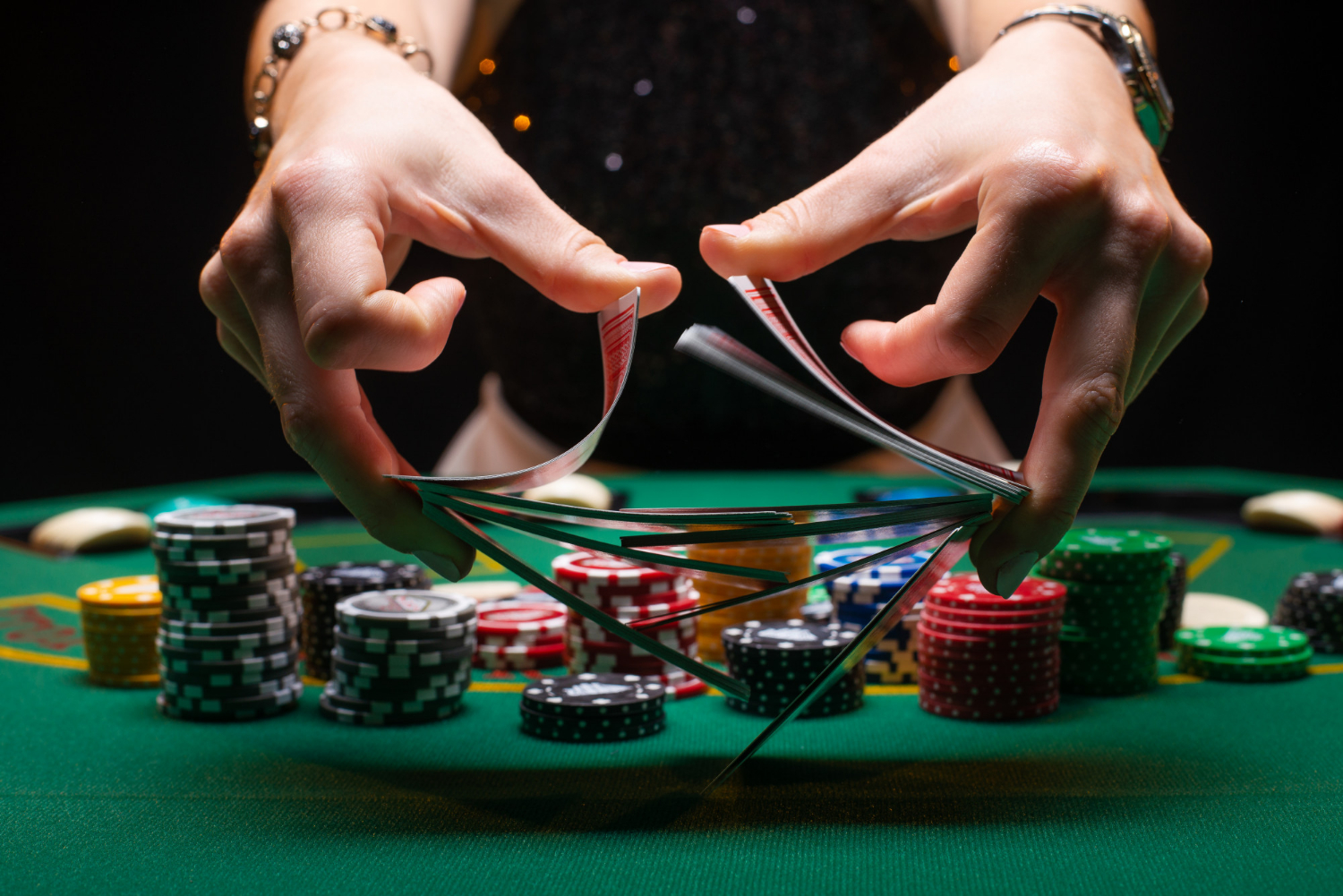 Shuffle Poker Cards Playing Blackjack With Friends