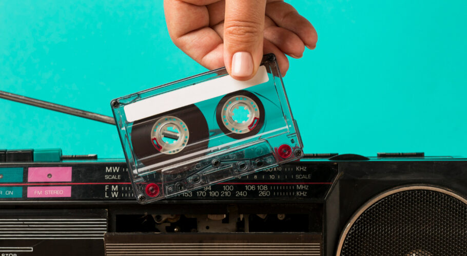 inserting tape into cassette
