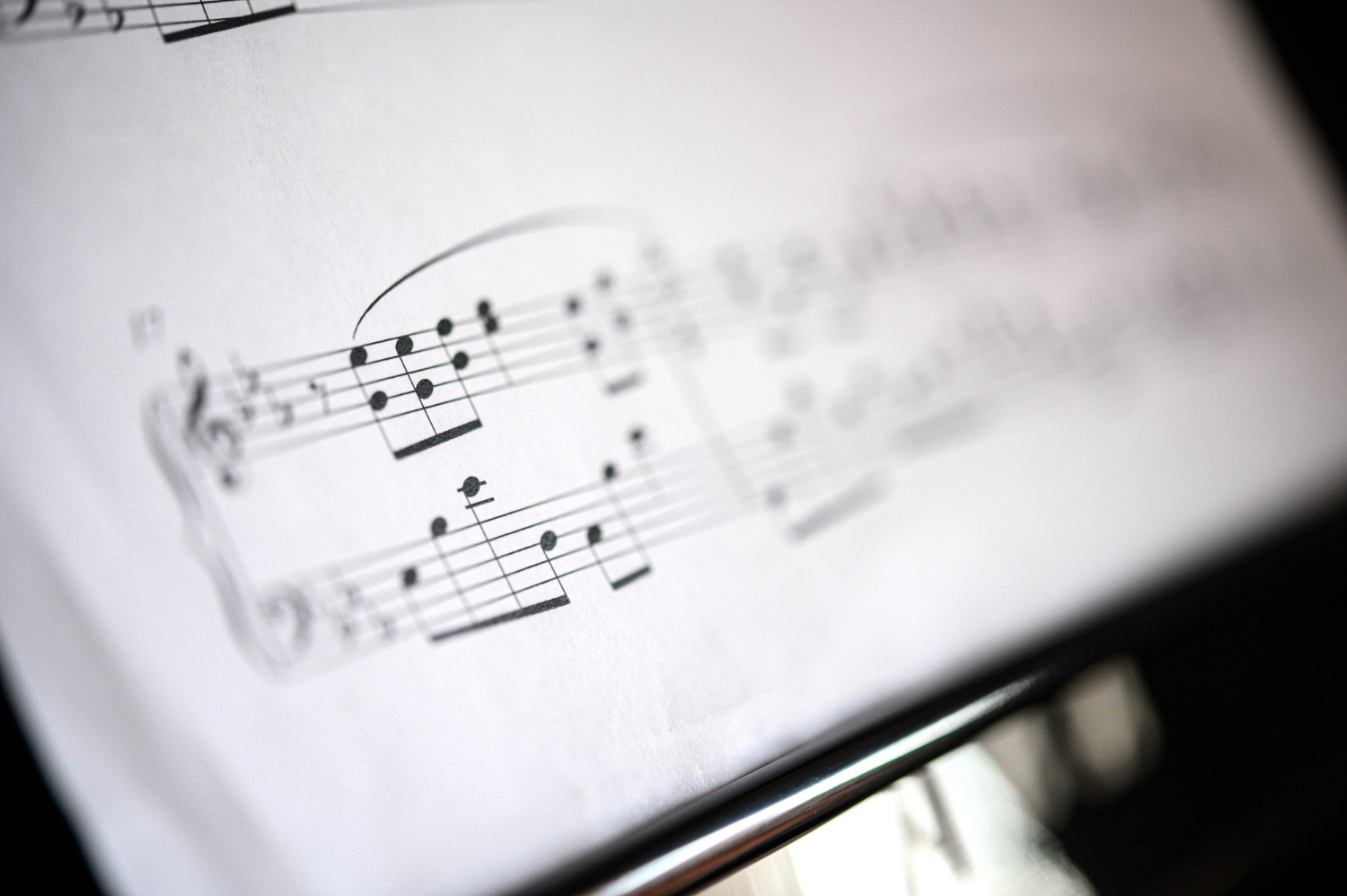 music piano sheet closeup shot shallow depth field