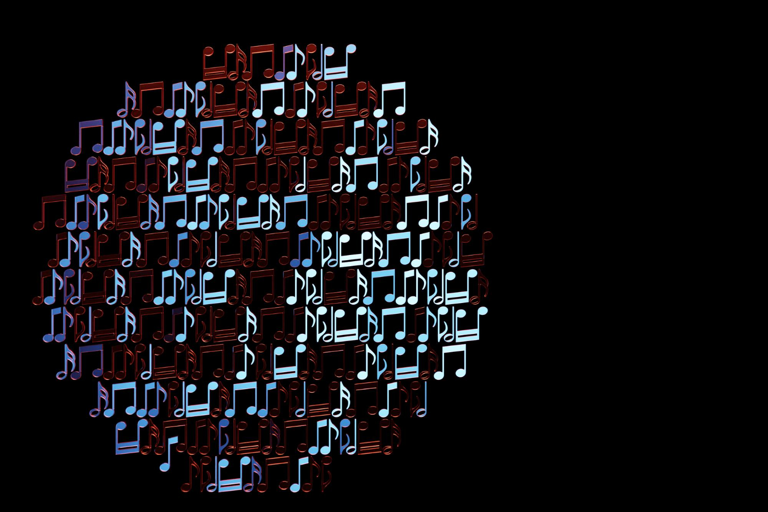 musical notes symbols with curves swirls
