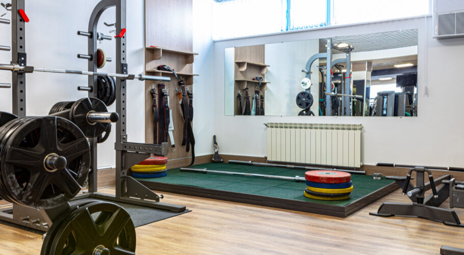 new sports equipment in bodybuilding gym