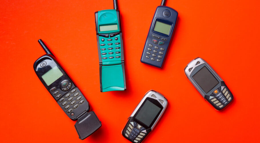 old vintage mobile cell phones red orange