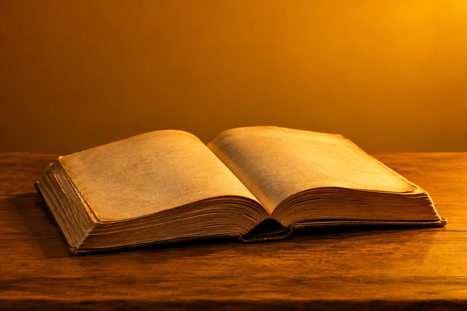 An open worn paperback of poetry on a wooden table in warm golden light