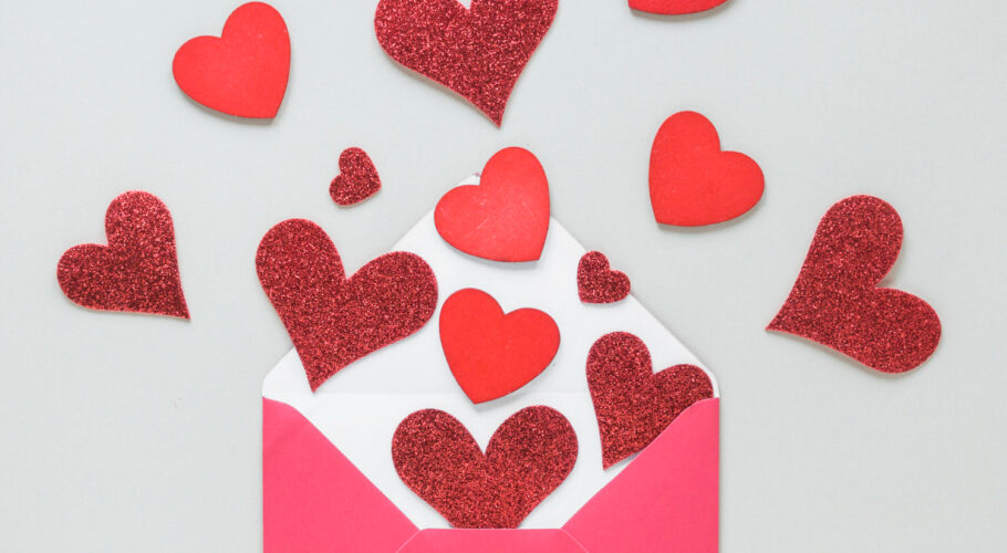 paper hearts scattered from envelope from lyssa