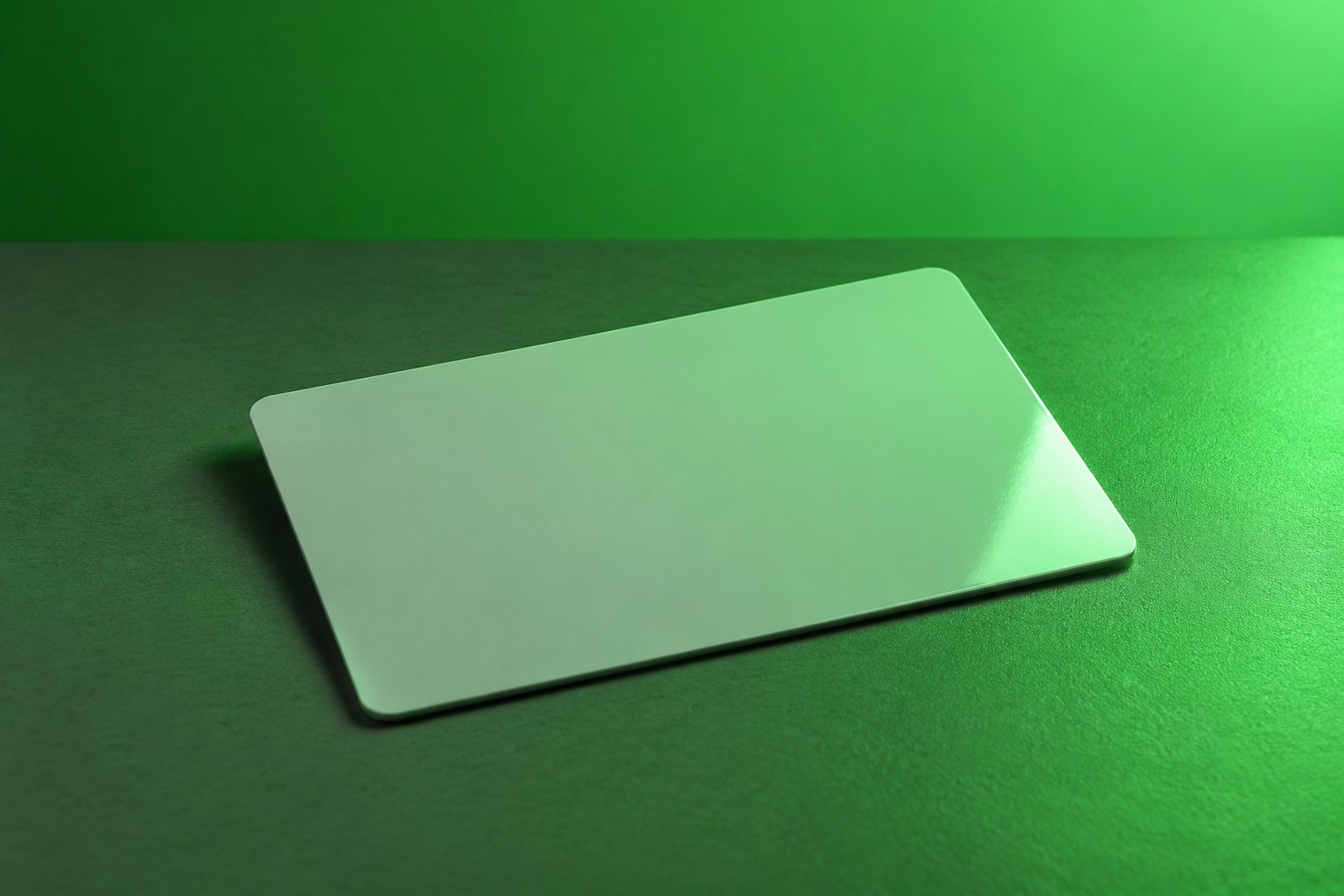 A glossy plastic identity card lying on a desk