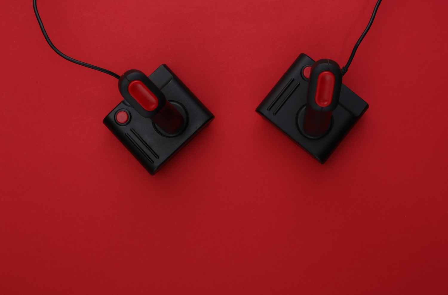 retro joysticks gaming video game competition top view