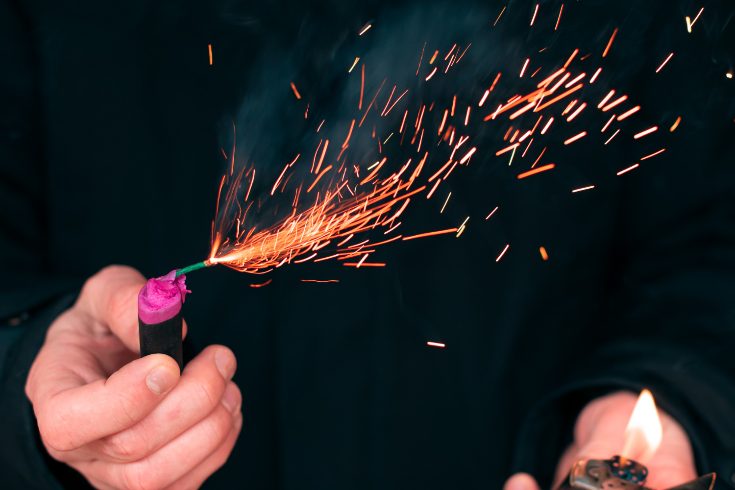 setting firecracker off fire