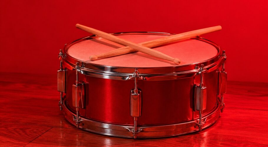 A little snare drum with crossed drumsticks, a nod to the drummer boy joke.