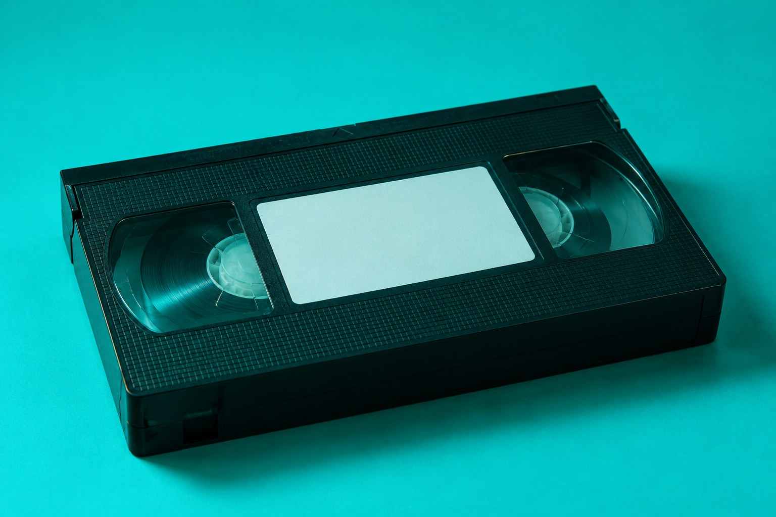 A blank VHS cassette tape