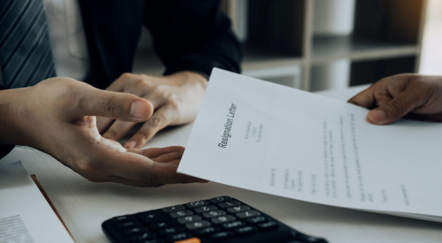 employee gives resignation letter over to manager