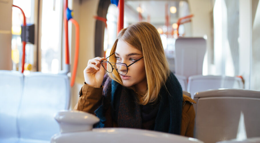 young woman city bus pavlina