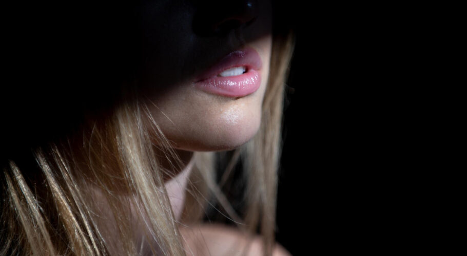 young woman posing studio shadow lips fashion portrait lyssa